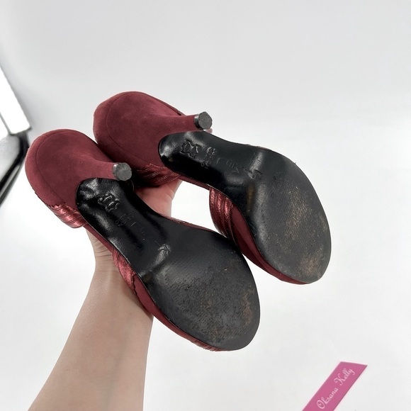 KIMEL  DESIGH STUDIO VERO CUOIO  LADIES SHOES HEELS SIZE 7 Burgundy Suede - Picture 5 of 12